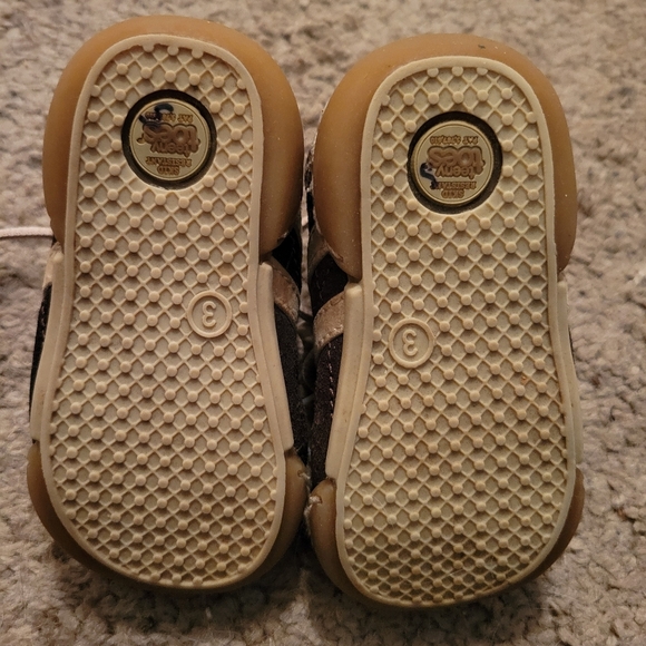 Teeny Toes Brown Lave Up Shoes Stripe Size 3 Lightly Worn - Picture 4 of 5